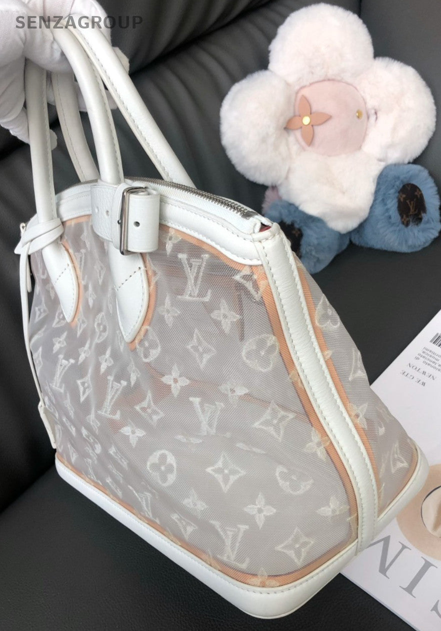 Louis Vuitton Lockit Lace and transparent Top Handle Handbag Women White