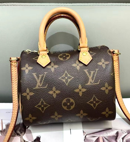 Louis Vuitton Speedy NANO Monogram Shoulder Handbag Crossbody WOMEN