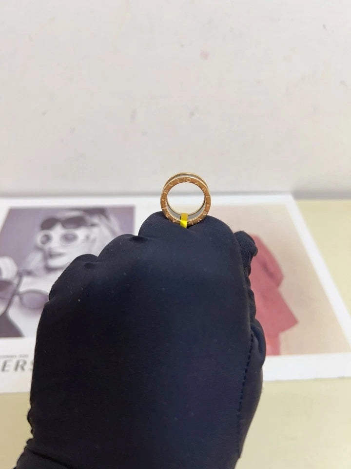 Bvlgari B.Zero1 Four Band Ring 18k Rose Gold &amp; Black Ceramic EU54/US6.75