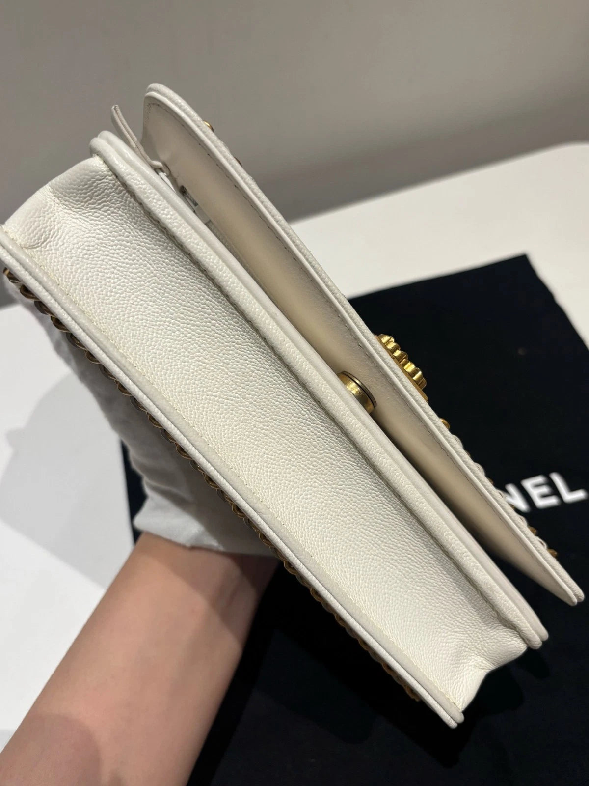Chanel Leboy Woc Calfskin Shoulder Bag Crossbody Bag White Women Fashion