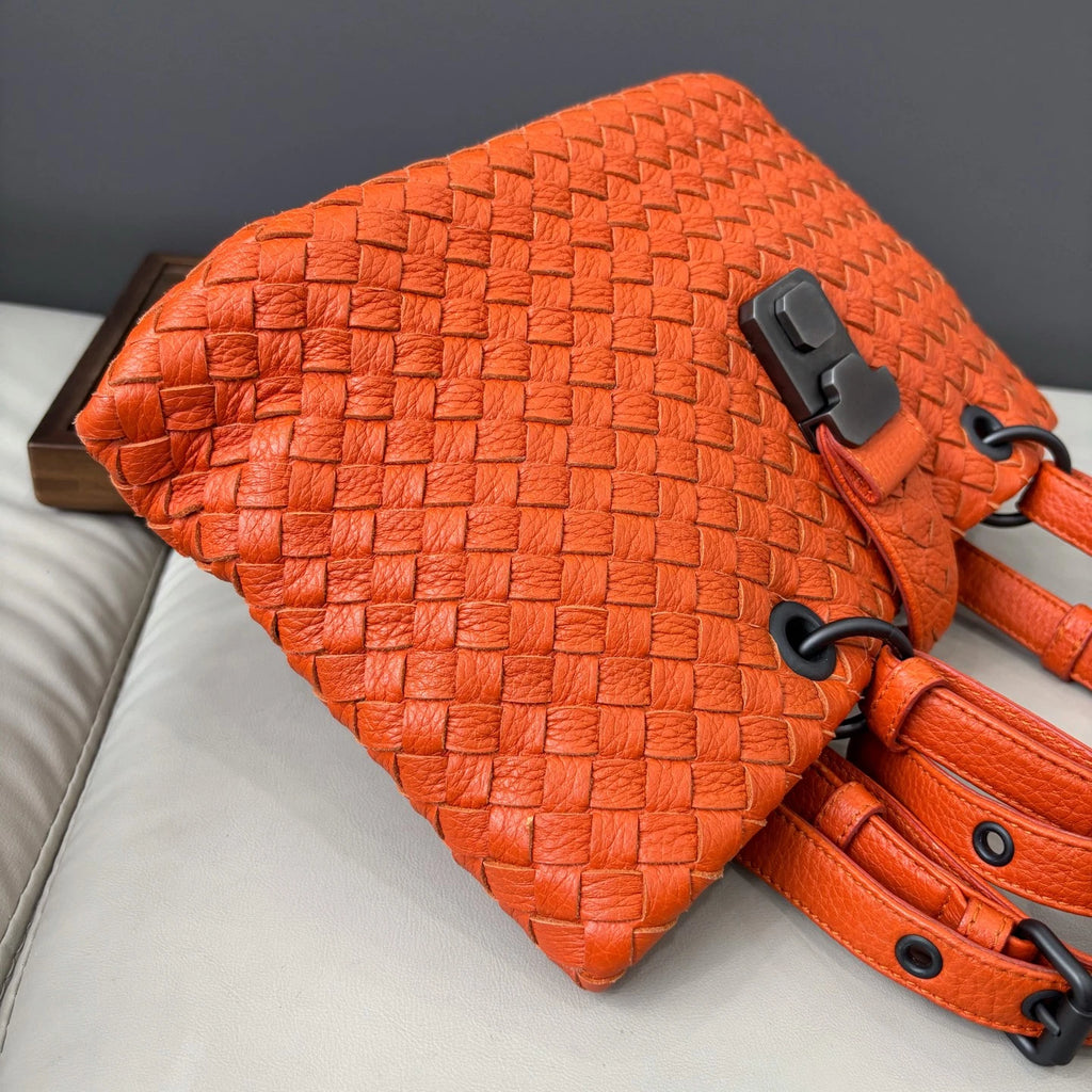 Bottega Veneta Roma Tote Mini Handbag Shoulder Bag Orange Women Classic