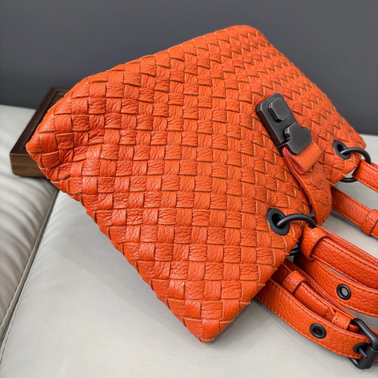 Bottega Veneta Roma Tote Mini Handbag Shoulder Bag Orange Women Classic