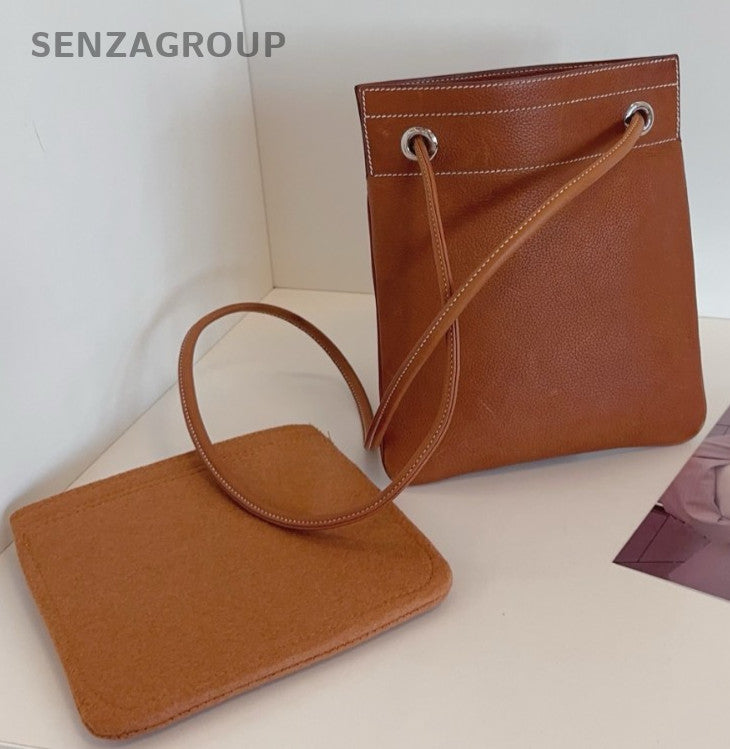 Hermes Aline Mini Crossbody Shoulder Bag Brown Silver Used Women Classic Fashion