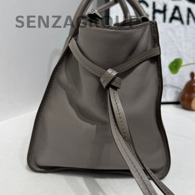 Prada Grey Silver Buckle Bat Smile Bag Classic Women's Handbag