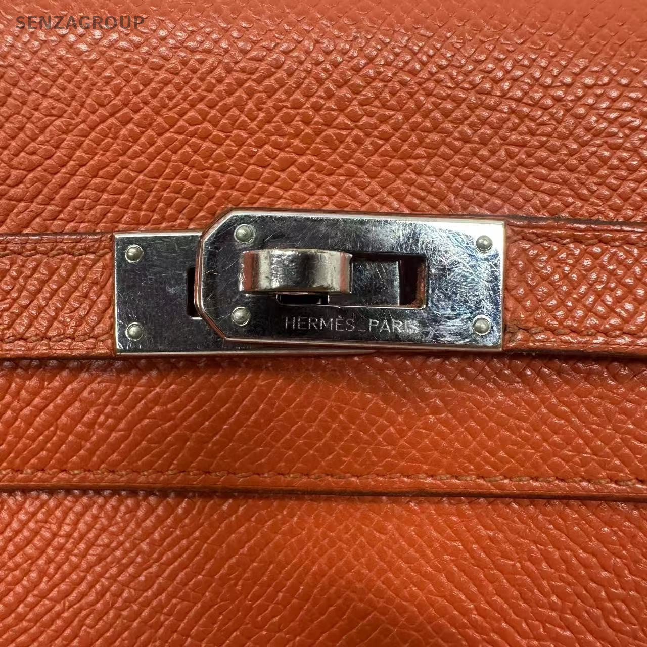 Hermes Kelly Long Wallet Orange shiny