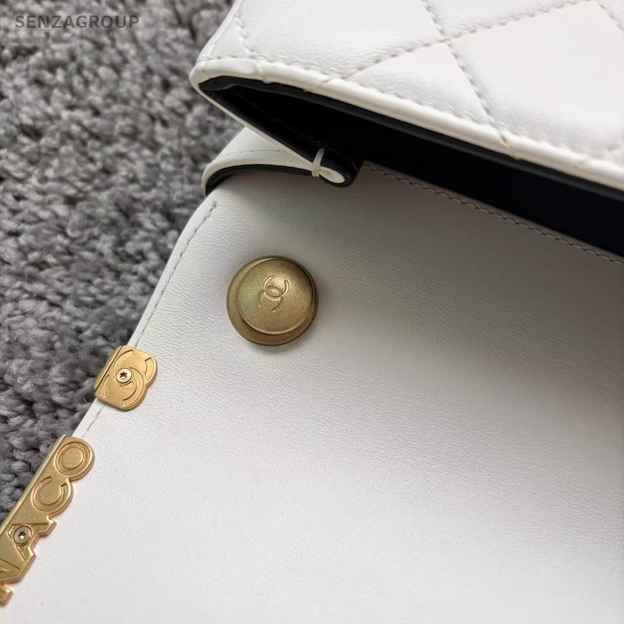Chanel Chain 2Way Shoulder Bag Crossbody White Gold Diamond Women Classic