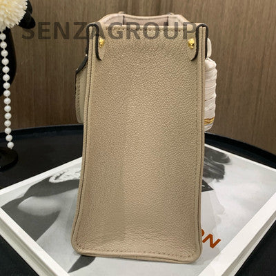 Louis Vuitton OntheGo Small Tote Bag Grey Gold Monogram Women Classic