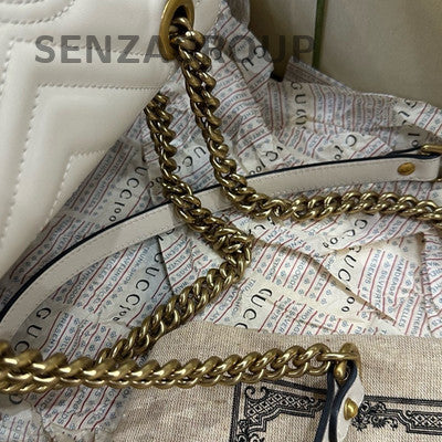 Gucci Marmont 22 White Gold Chain Shoulder Crossbody Bag Women's Classic