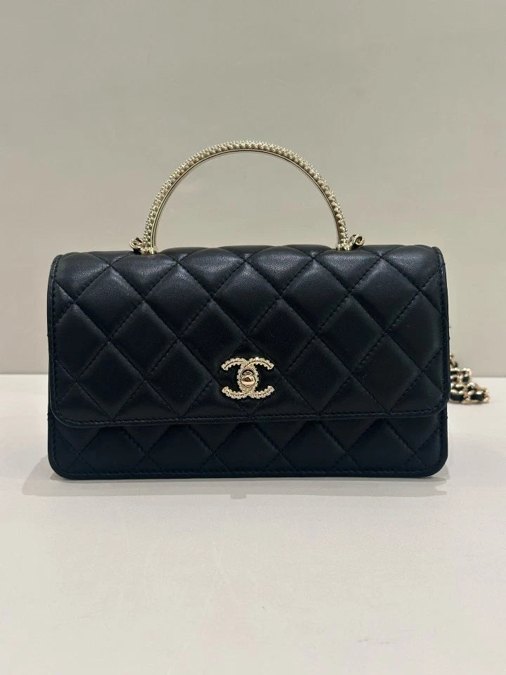 CHANEL Women's Leather Top Handle WOC Crossbody Bag