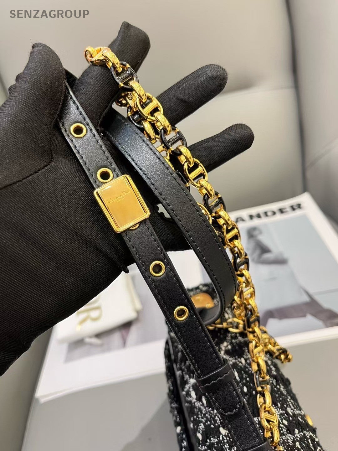 Christian Dior Caro Wicker check pattern Chain Shoulder bag Almost Brand NEW