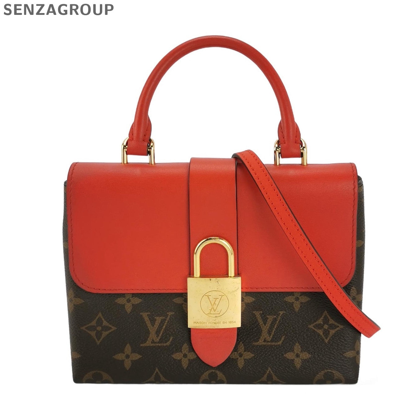 Louis Vuitton Locky BB Monogram Handbag Brown Red Women's Classic