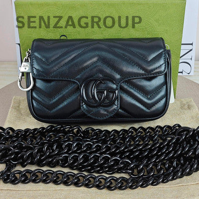 Gucci GG Marmont Mini Black Chain Shoulder Crossbody Bag Classic Women
