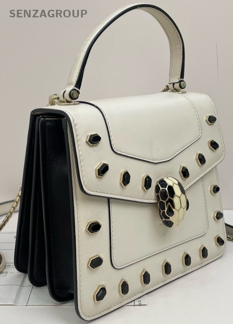 Bvlgari SERPENTI FOREVER Top Handle Shoulder Crossbody Bag White Women