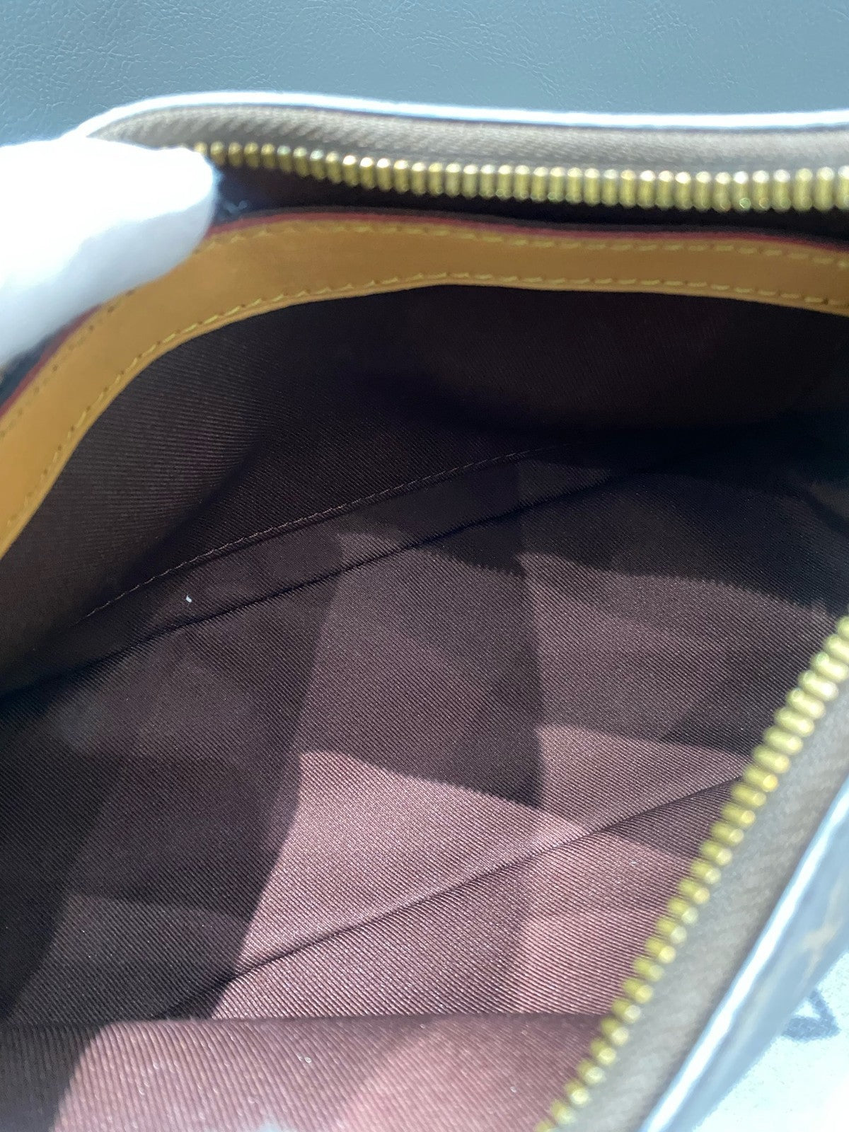 Louis Vuitton Monogram Pochette Accessoires Chain Crossbody Bag Brown Gold