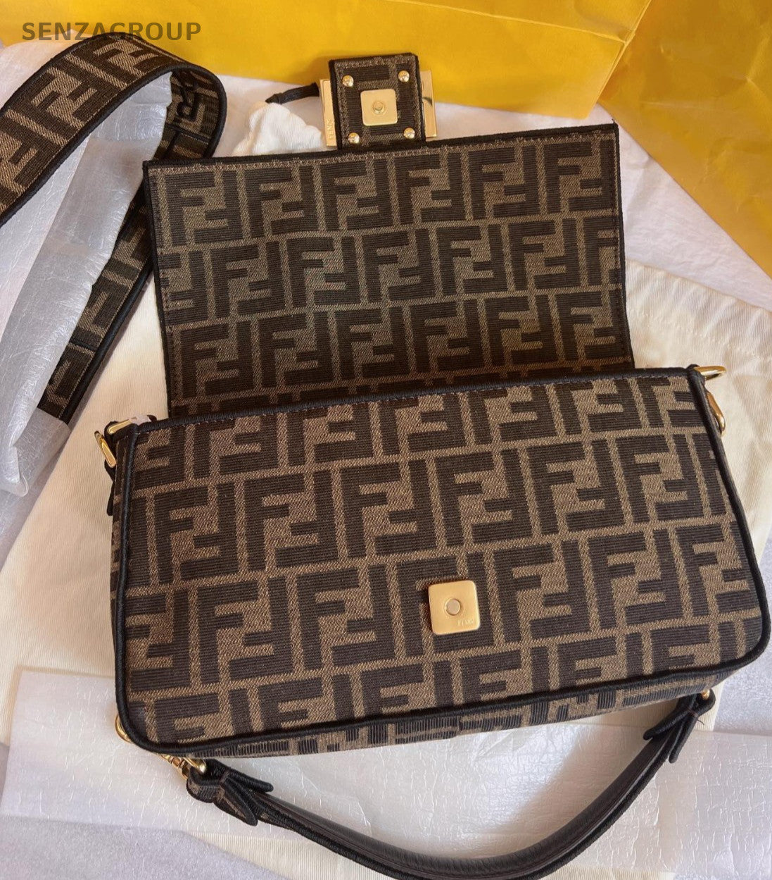 FENDI Monogram Canvas 2way Shoulder Handbag Brown Women Brand NEW