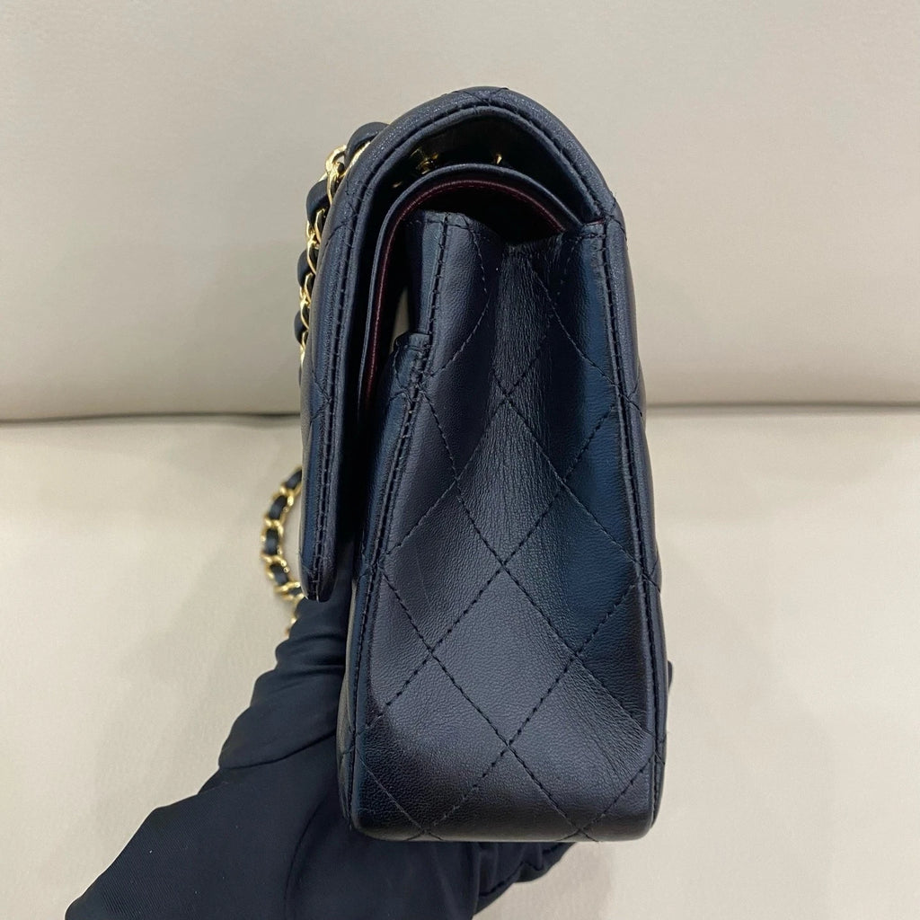CHANEL Classic Flap Medium Black Lambskin Shoulder Bag Women