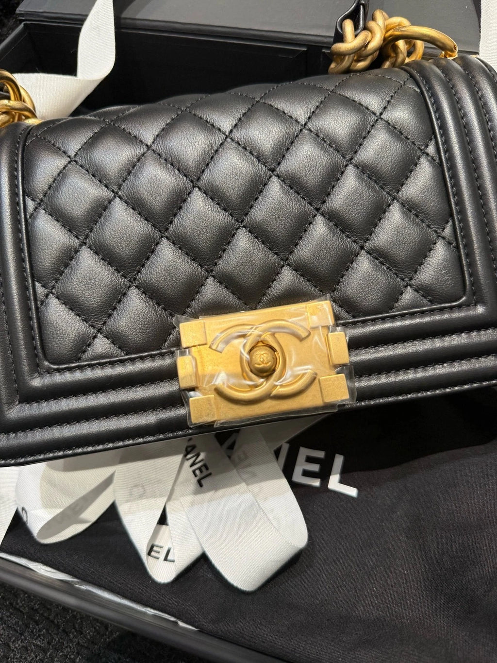CHANEL Le Boy Black Smooth Calfskin Small Shoulder Bag For Women