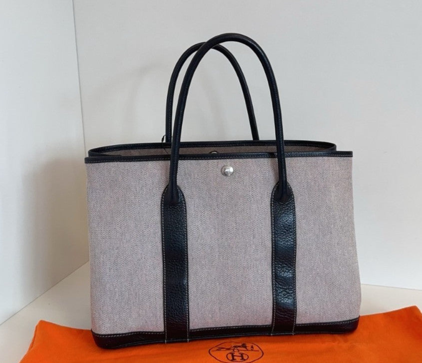 Hermes Garden Party36 Top Handle Bag Gray Black Silver Used Women Classic