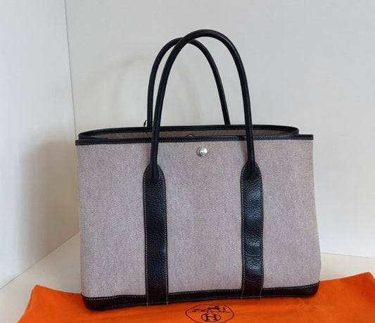 Hermes Garden Party36 Top Handle Bag Gray Black Silver Used Women Classic