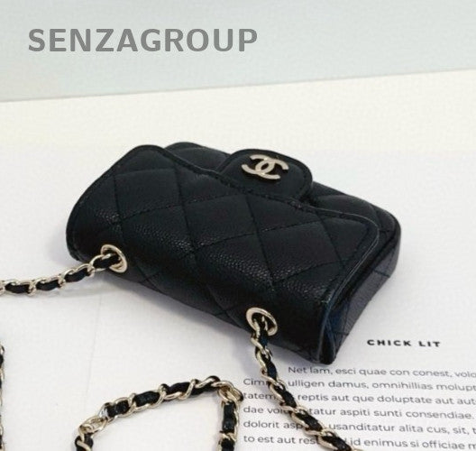 CHANEL Caviar Blakc Card pack mini Crossbody bag