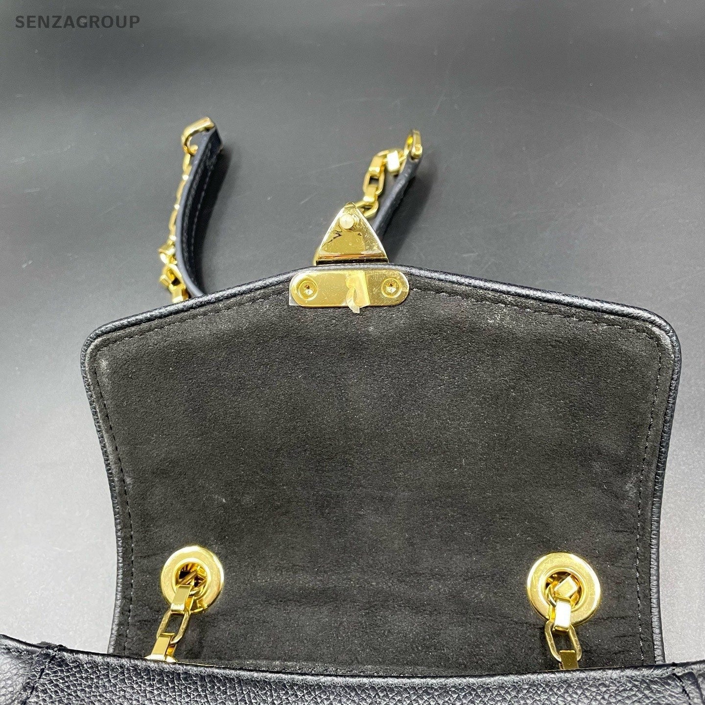 Louis Vuitton Monogram Empreinte Chain Shoulder Bag Black Gold Women Classic