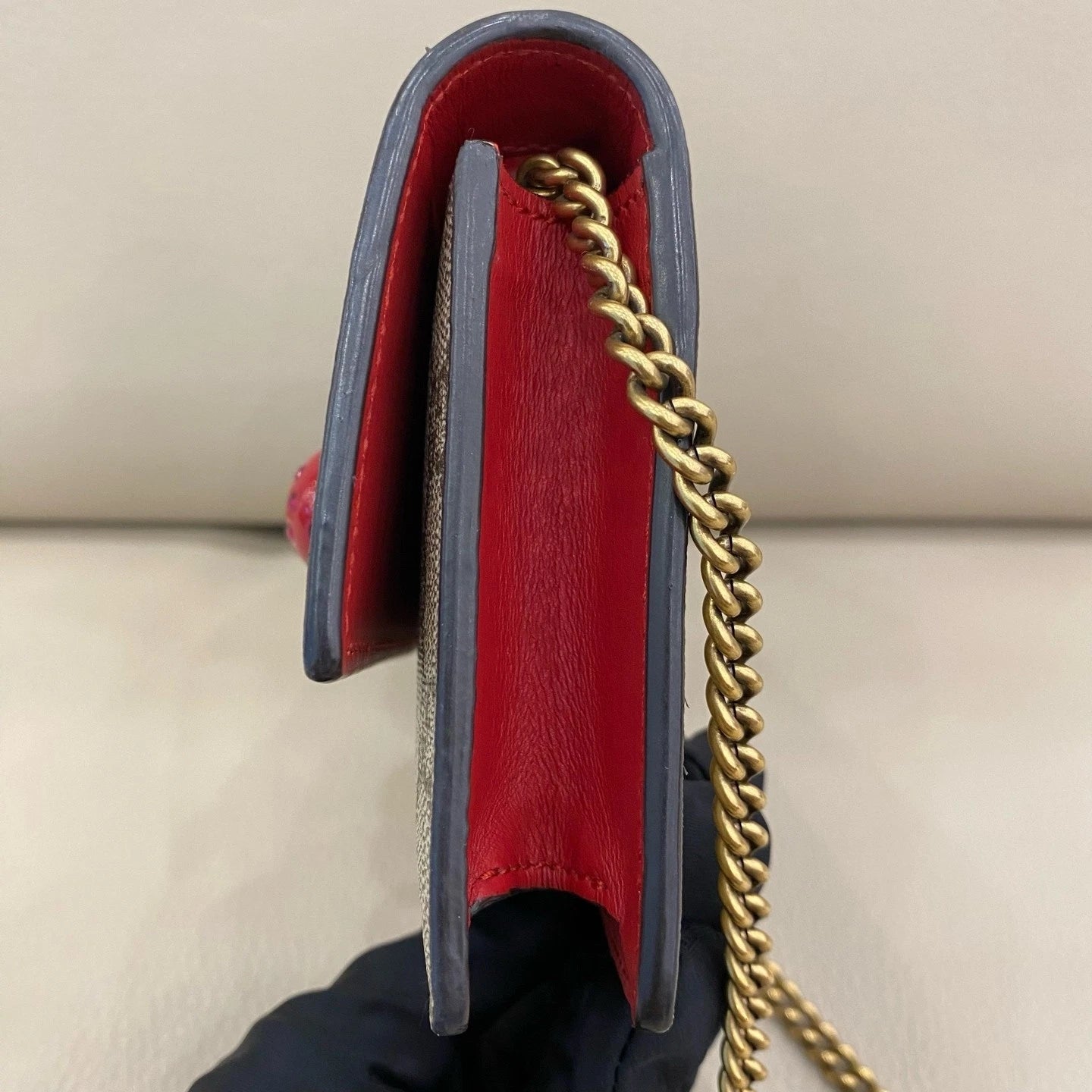 Gucci Canvas Cherry Pattern Chain WOC Crossbody Bag For Women