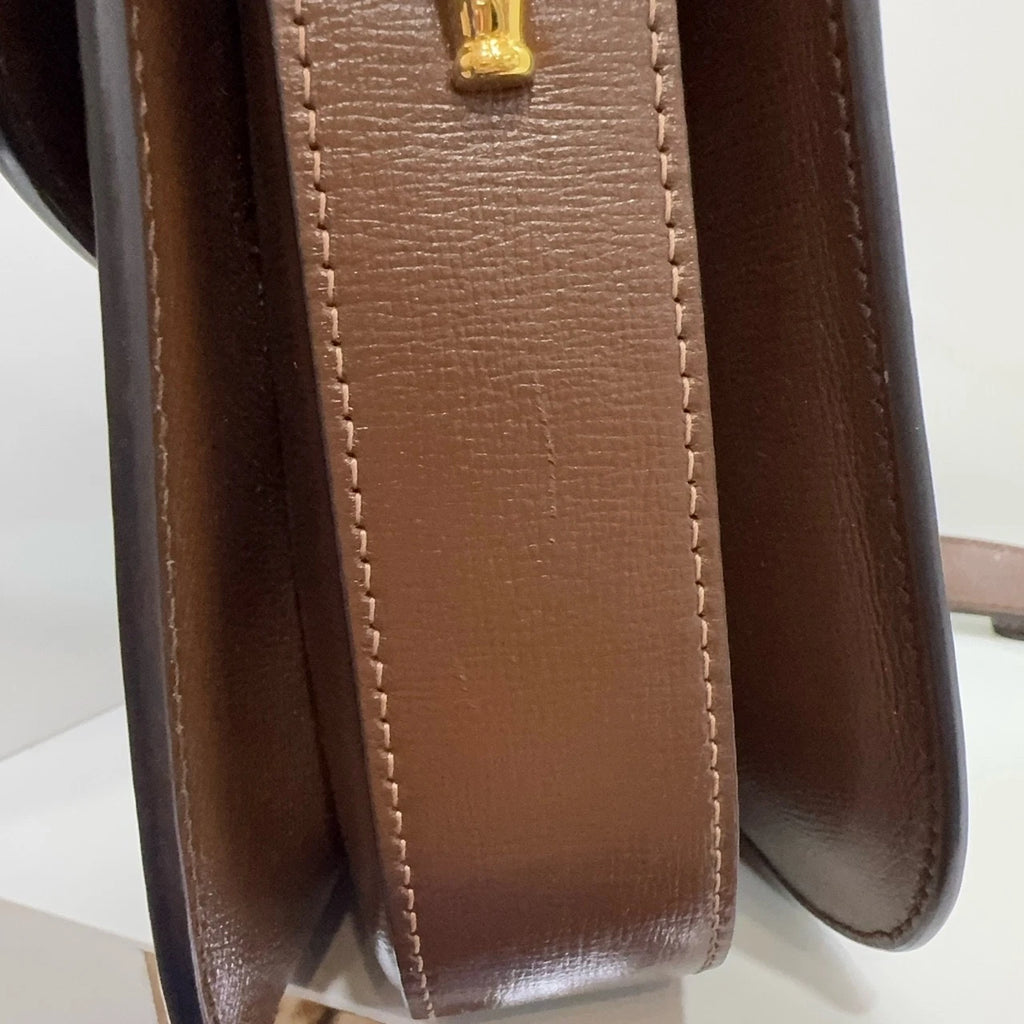 Gucci Saddle Canvas Leather Shoulder Bag Crossbody Excellent