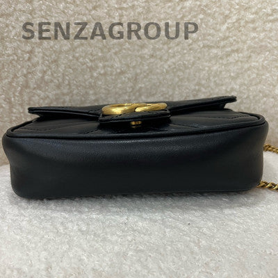 Gucci GG Marmont Matelassé Mini Chain Shoulder Bag Black Gold