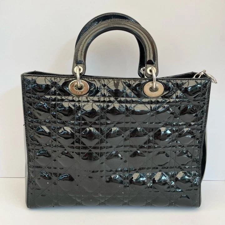 Dior Lady Dior Black Top Handle Excellent