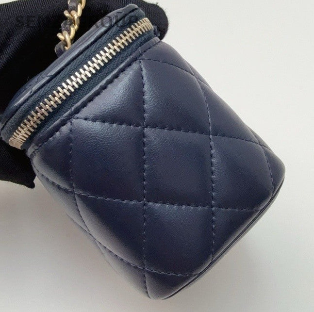 Chanel Vanity box mini 2ways Crossbody Shoulder Bag Women Blue