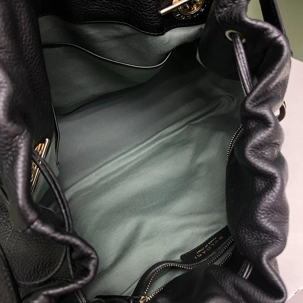 Bvlgari Ruched Tote Bag Black Top Handle Bag Shoulder Bag Women