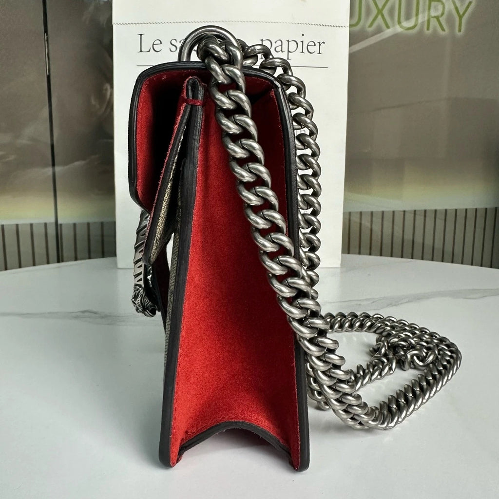 GUCCI Dionysus Small Red Leather Chain Shoulder Bag For Women