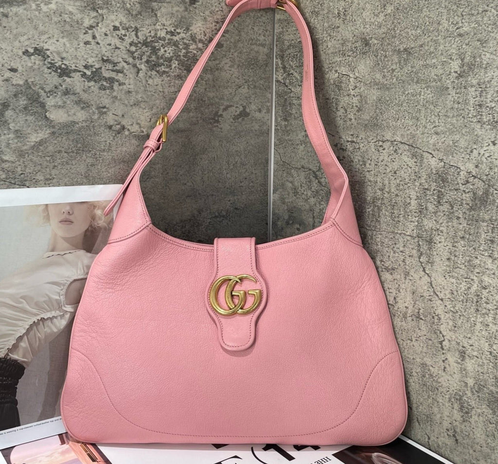 Gucci Aphrodite MM Hobo Shoulder Bag Pink Gold Women Classic Fashion