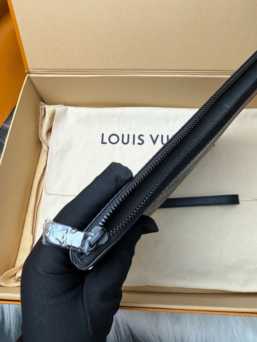 Louis Vuitton Black Monogram Embossed Leather Clutch Women