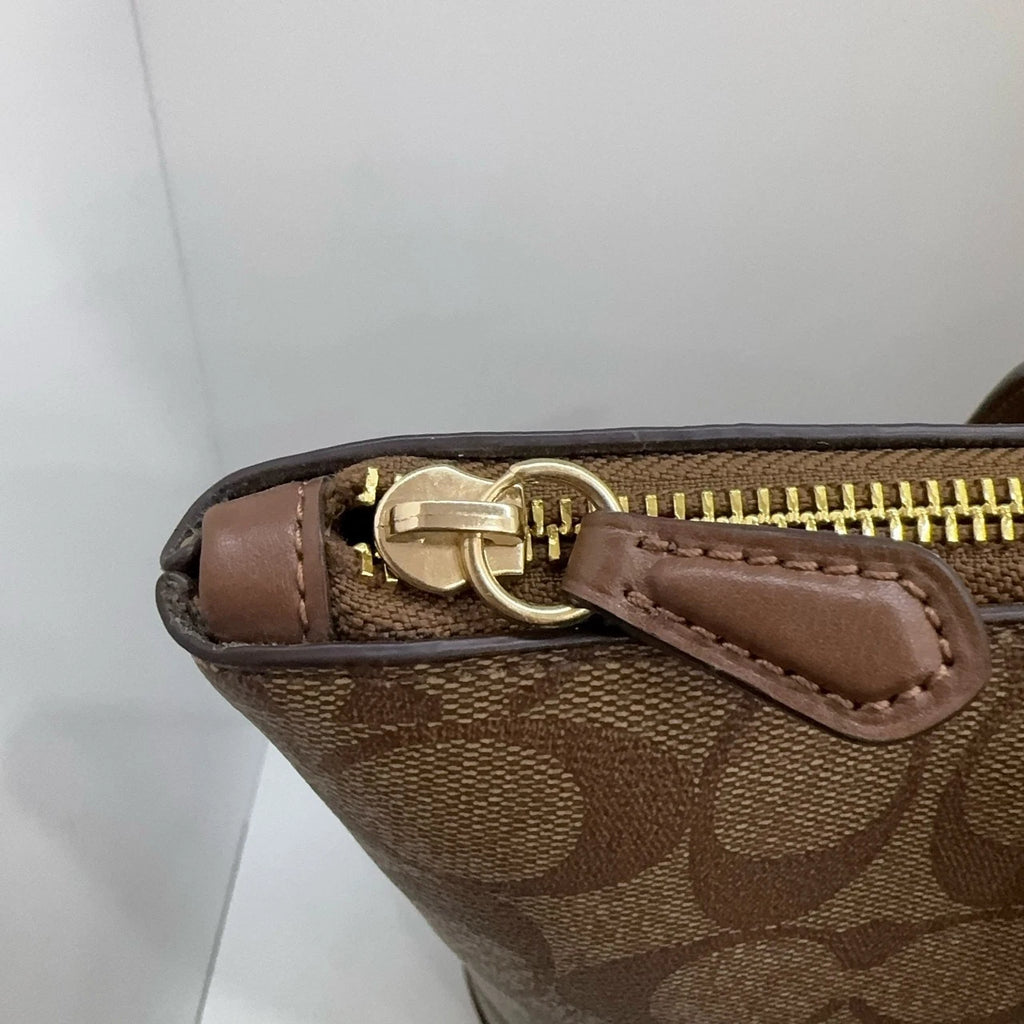 Coach Women's Brown Monogram PVC Canvas Leather Tote Shoulder Bag