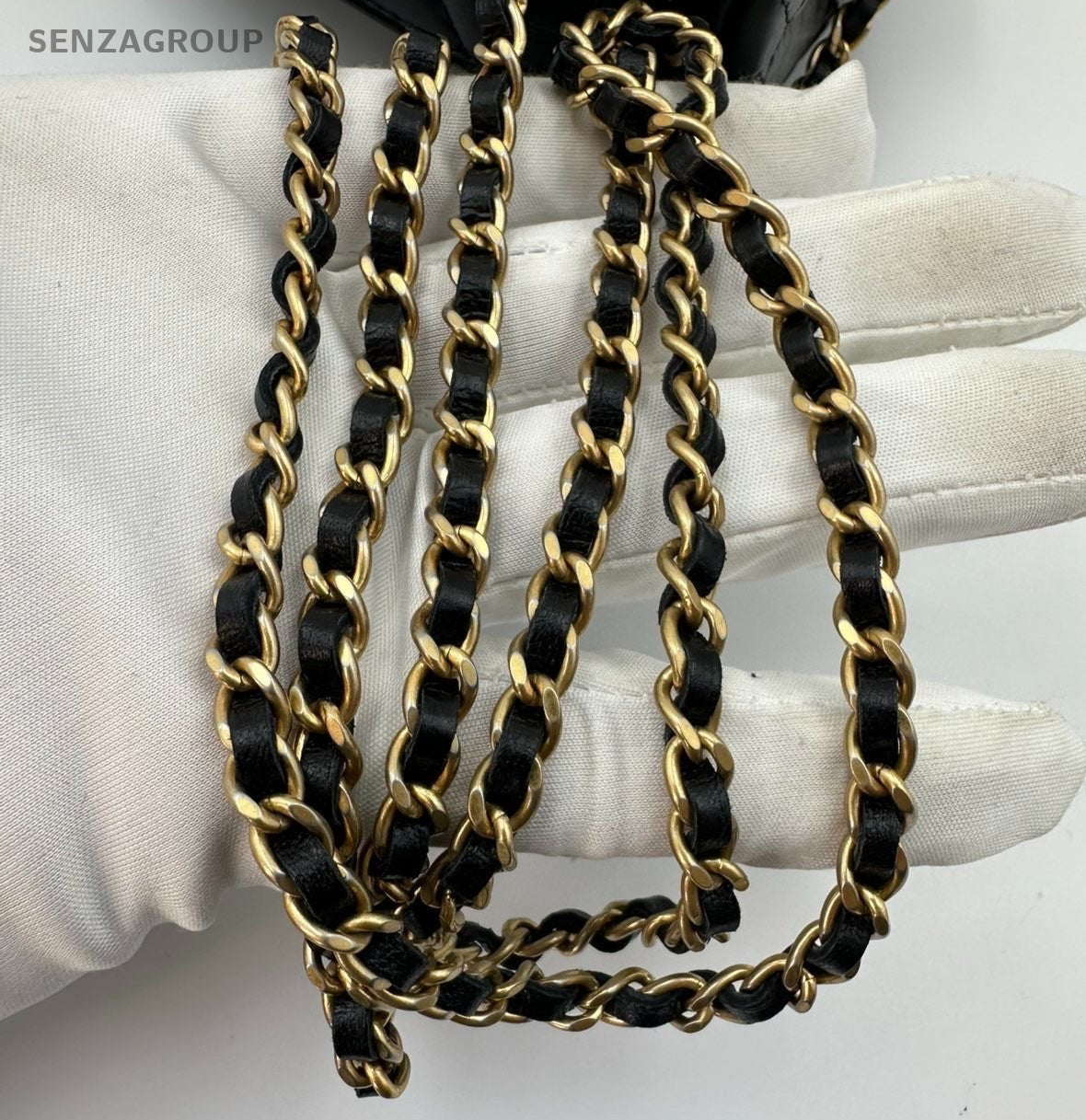 Chanel Kelly Nano Calfskin Top Handle Chain Shoulder Crossbody Black Gold Women