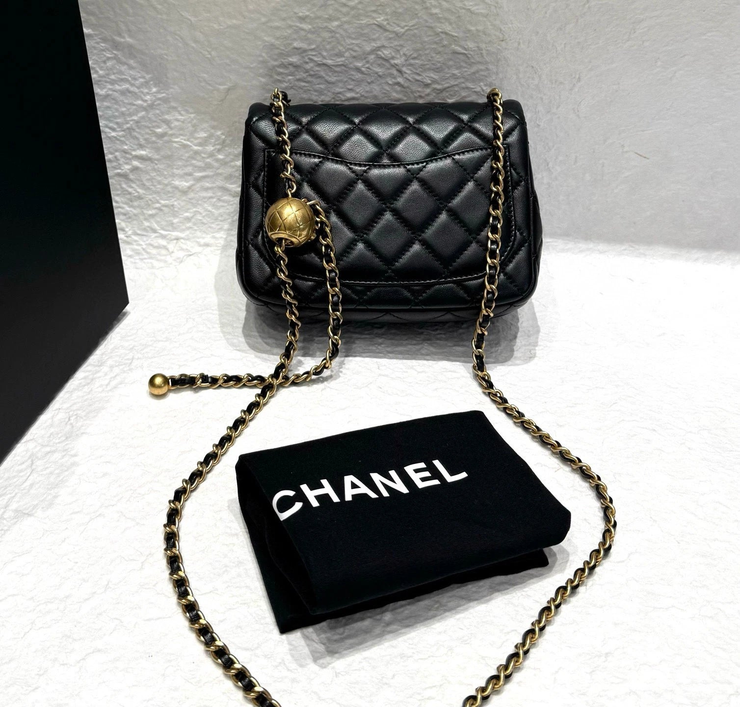 CHANEL Black Gold Classic Flap Crossbody Shoulder Bag For Women