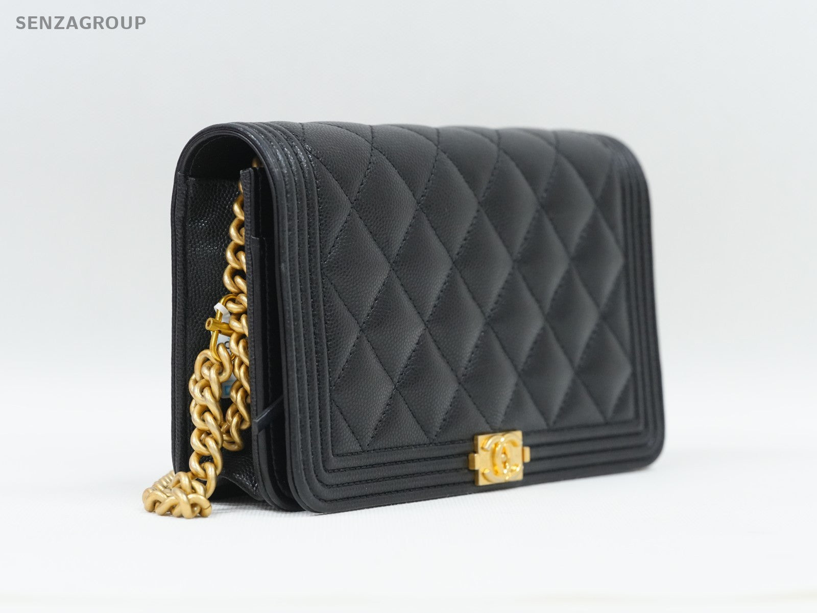 CHANEL Leboy Woc Calfskin Chain Shoulder bag Black Gold Women Classic