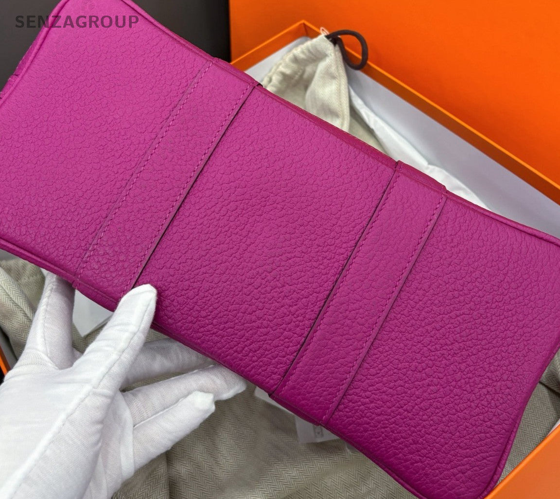 Hermes L3 Garden30 Top Handle Bag Purple Silver Used Women Designer