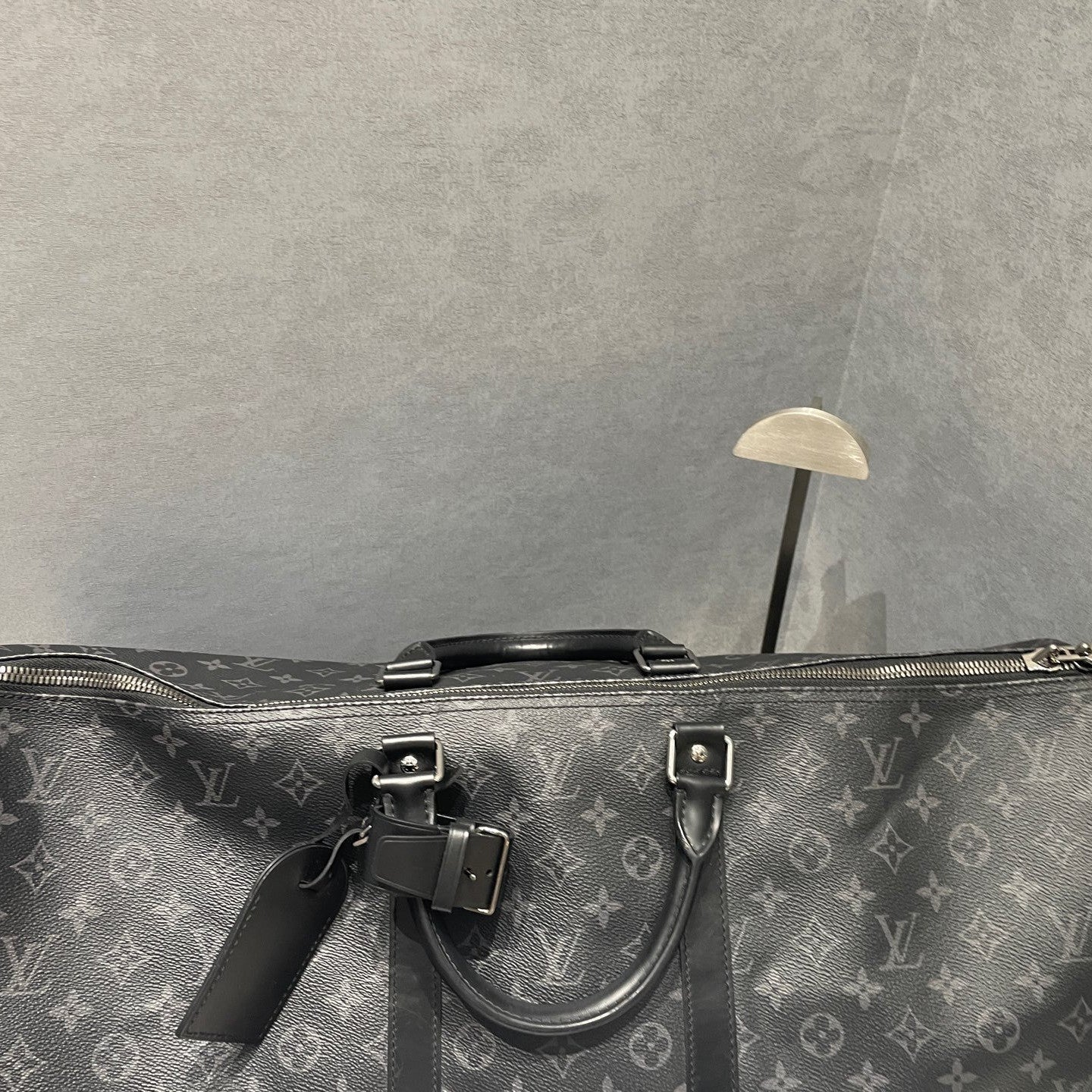 Louis Vuitton Keepall 55 Monogram Black Silver Unisex Travel Bag