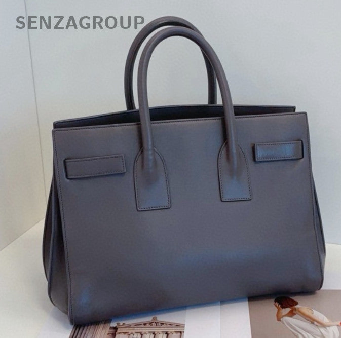 Saint Laurent Sac De Jour Tote Top Handle Bag Gray Silver Women Classic Fashion