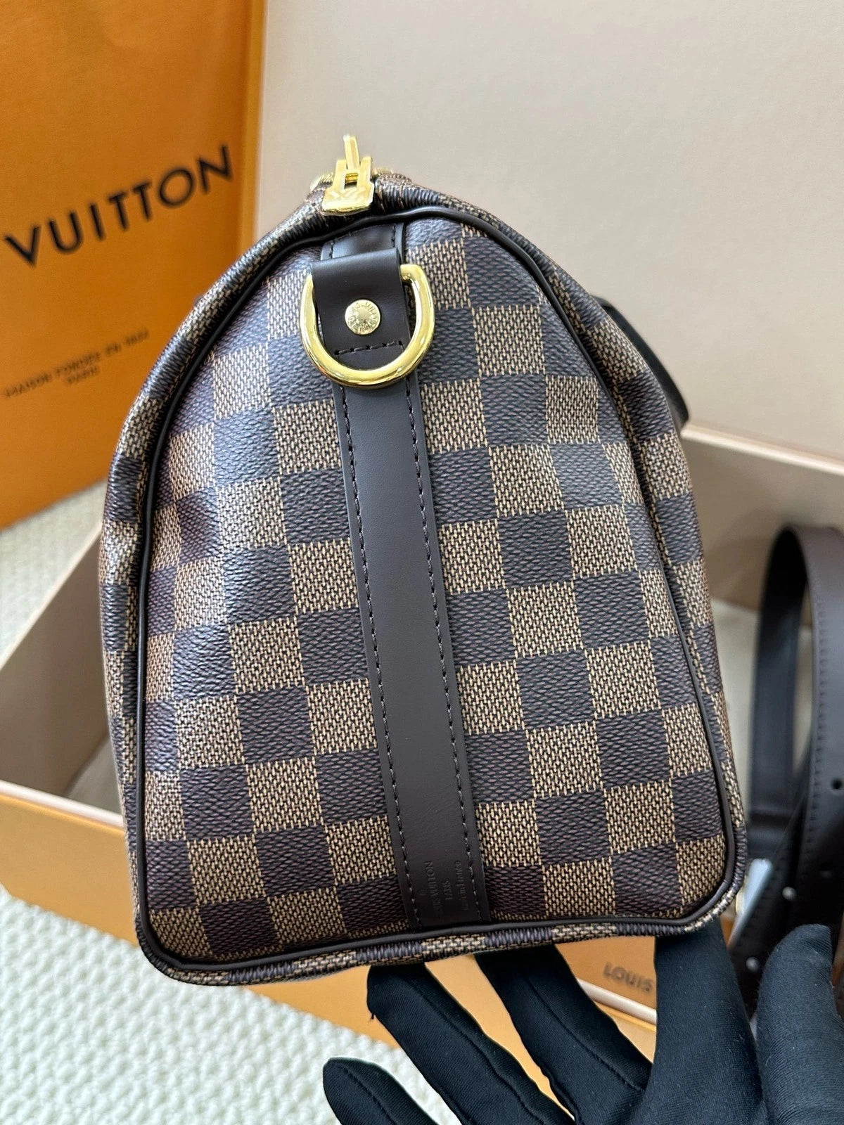 Louis Vuitton Speedy25 Canvas Brown Shoulder Bag Handbag Excellent