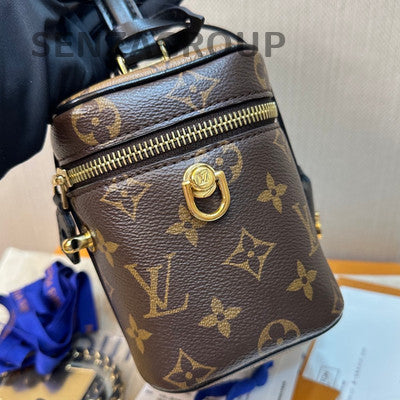 Louis Vuitton Monogram Vanity Chain Crossbody Bag Brown Gold