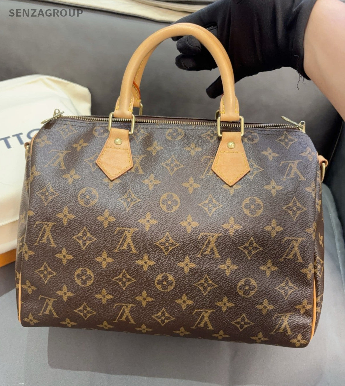 Louis Vuitton Speedy30 Monogram 2way Shoulder Handbag Brown Canves Women