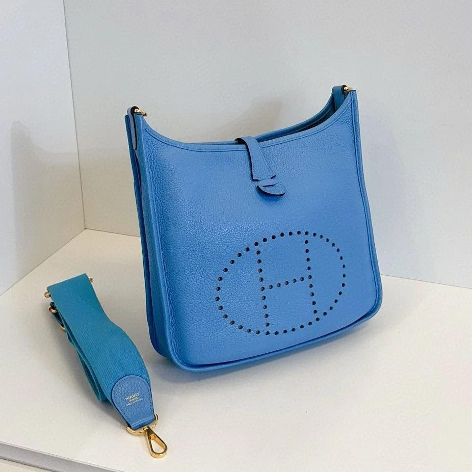 Hermes Evelyne29 Shoulder Crossbody Blue Gold Used Women Classic