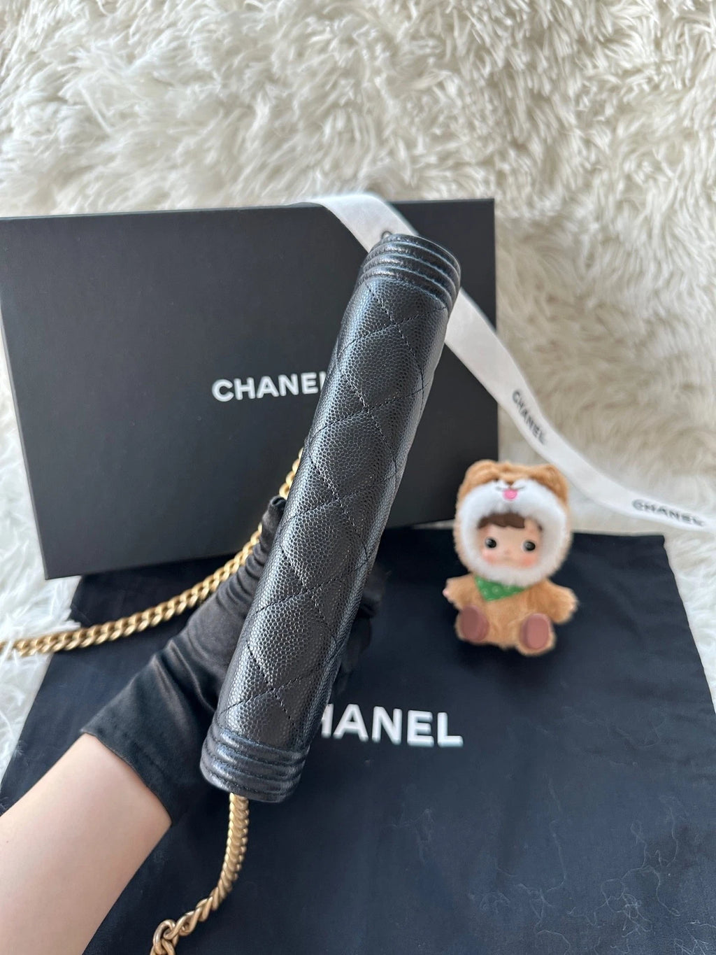 Authentic CHANEL LeBoy WOC Small Black Leather Crossbody For Women