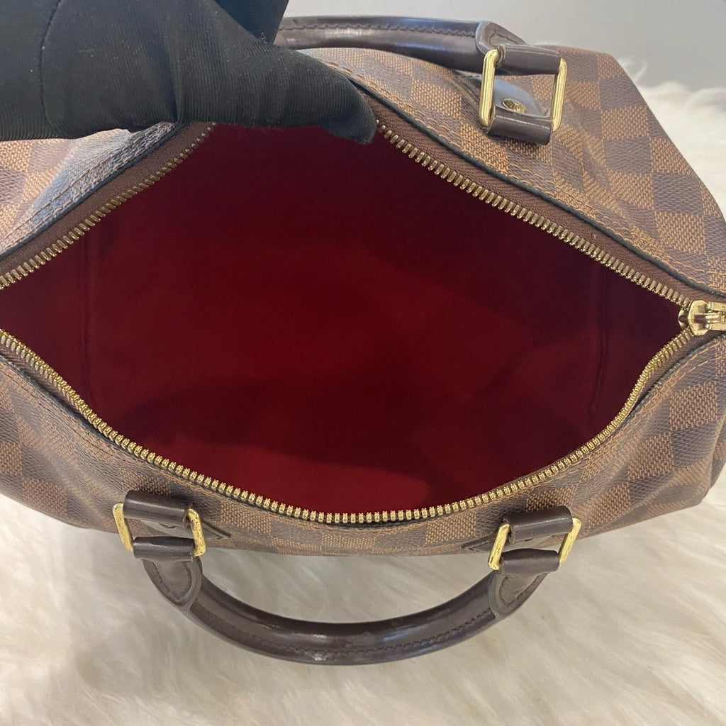 Louis Vuitton Speedy 30 Damier Ebene Canvas Shoulder Bag Classic Women's