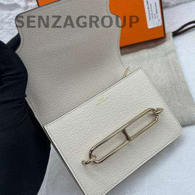 Hermès Mini Roulis Slim Bag White Gold Crossbody Shoulder Bag for Women