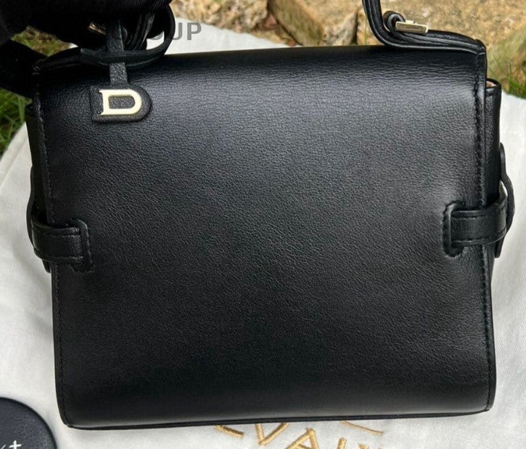DELVAUX Tempete Mini Top Handle Shoulder Bag Crossbody Black Gold Women Classic