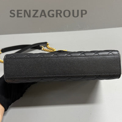 Saint Laurent Black Gold Caviar Envelope Chain Shoulder Bag Classic Women